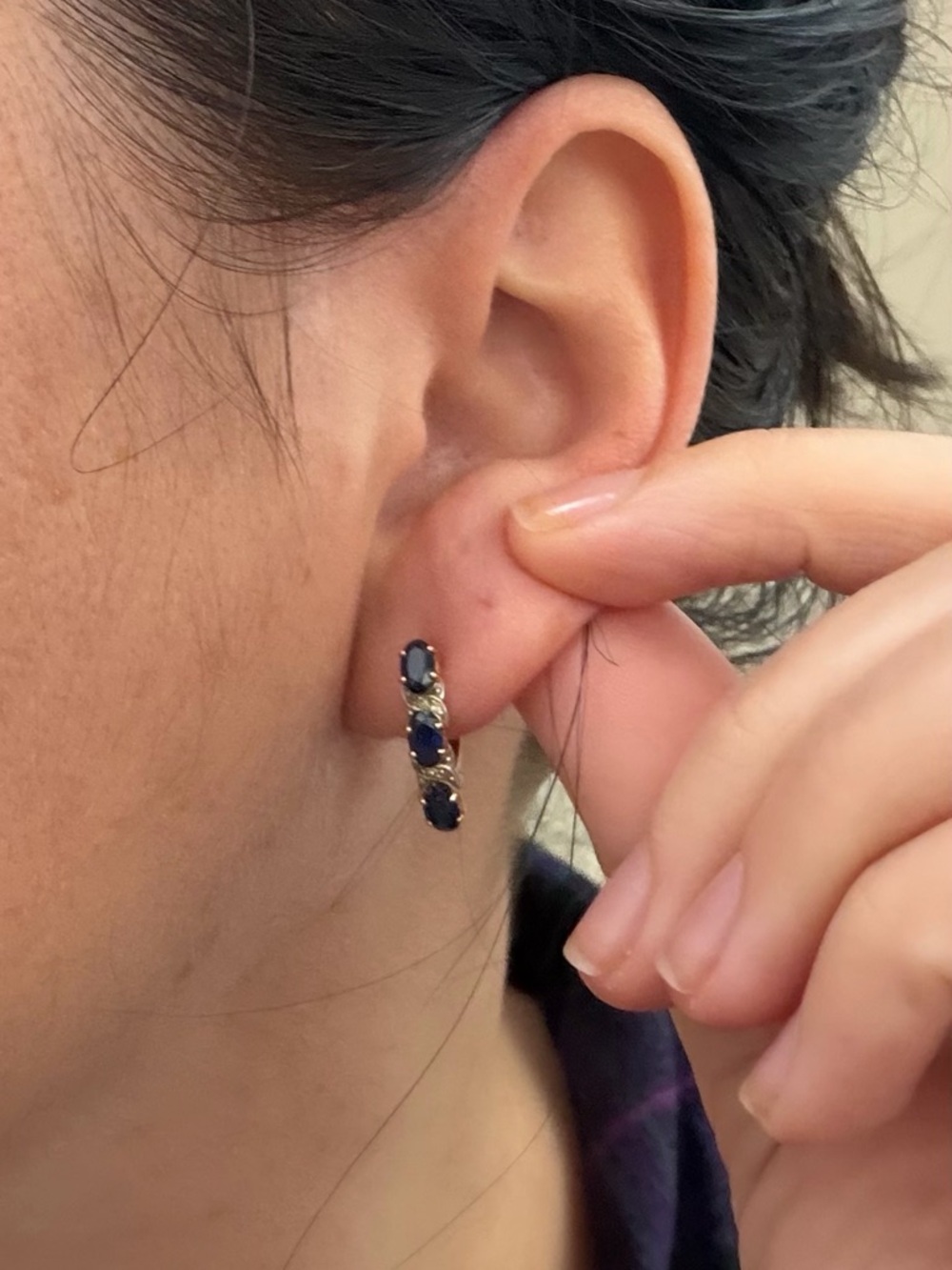Real Diamond & Sapphire Earrings – 14K Gold /Women's Jewelry